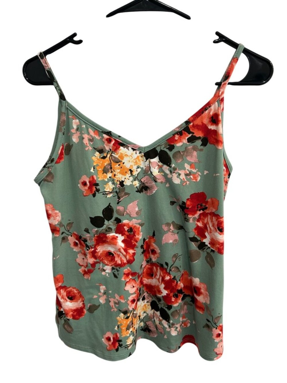 Grace & Lace XS Floral Print Green Camisole Spaghetti Strap Top Fairycore Boho